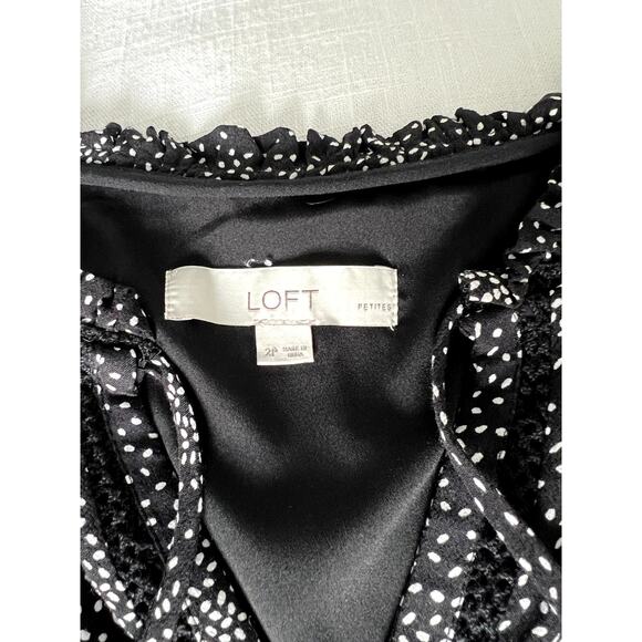 LOFT Women's Petit Mini Dress Long Sleeves Size 2P Black and White - Picture 3 of 11